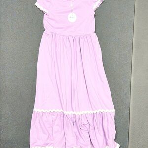 Girls' Lavender Maxi Dress with Ruffle Trim
